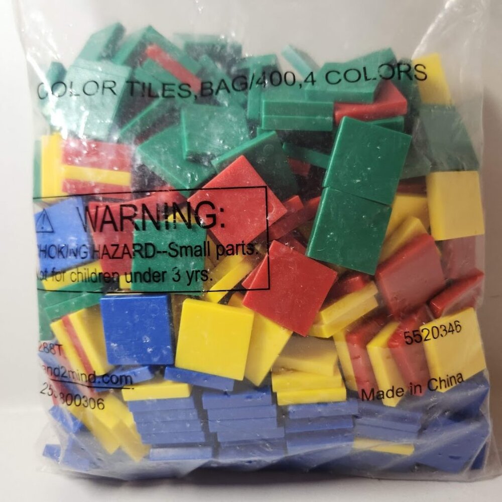 NEW 400 Square Color Tiles Math Manipulatives Sorting Stacking Comparing Blocks - Picture 4 of 5